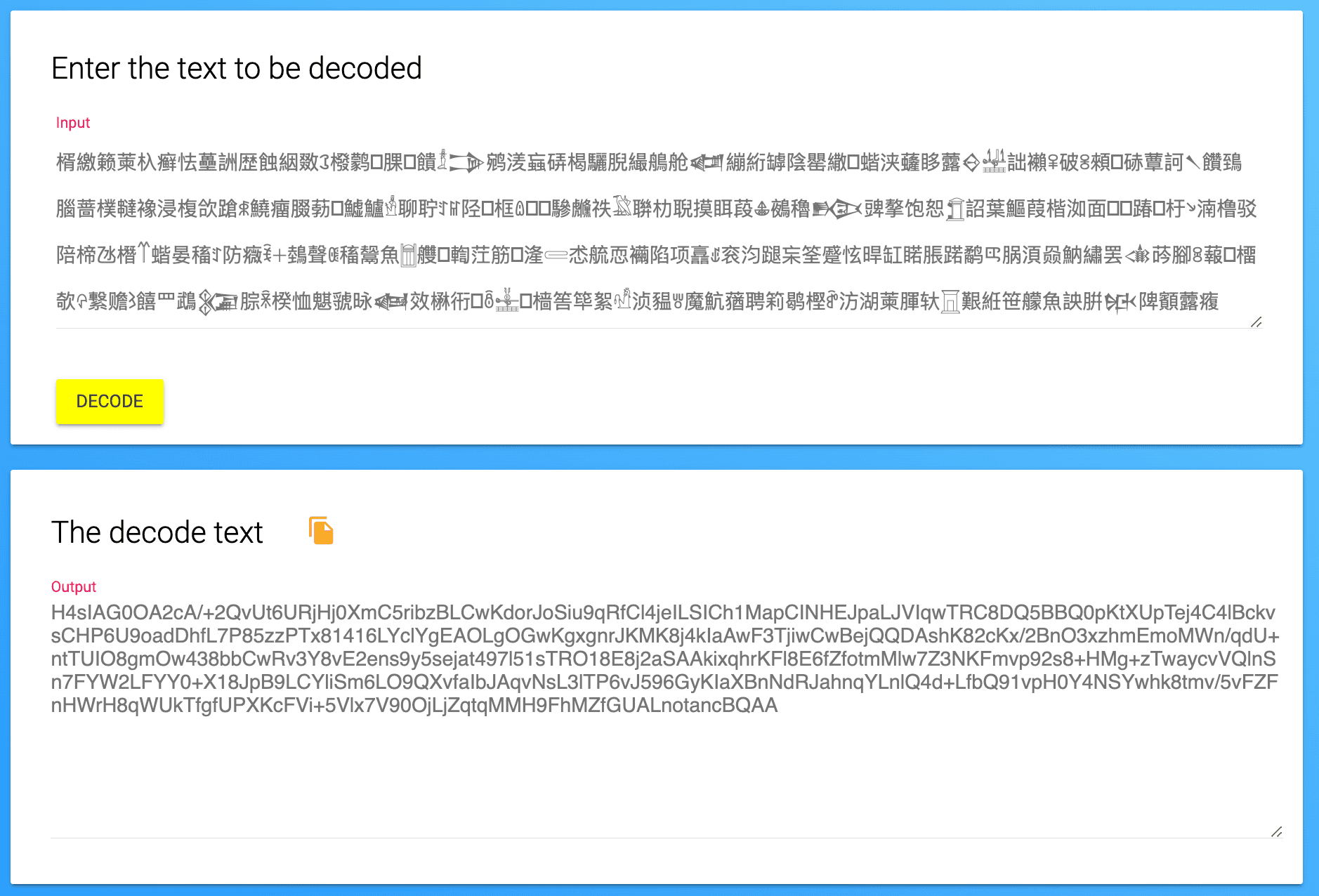 text that seems to be base64