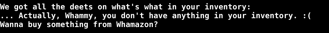 nothing in examine inventory