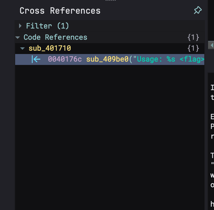 Image showing cross references in binary ninja