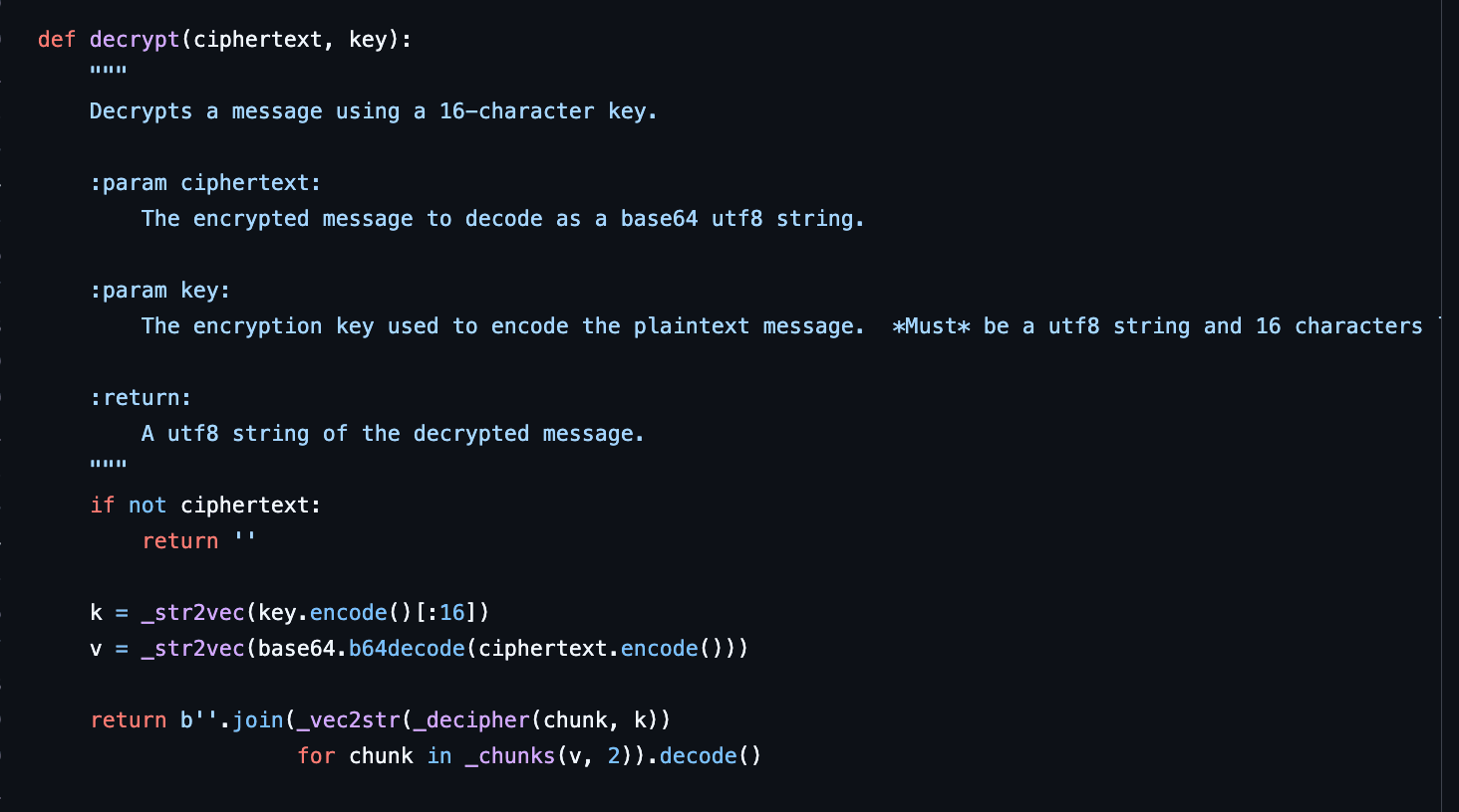 Image showing the usage for decryption with the Tea implementation