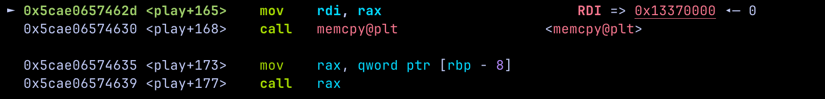 Address to buffer stored in $RDI Image showing a way to reduce the size even more