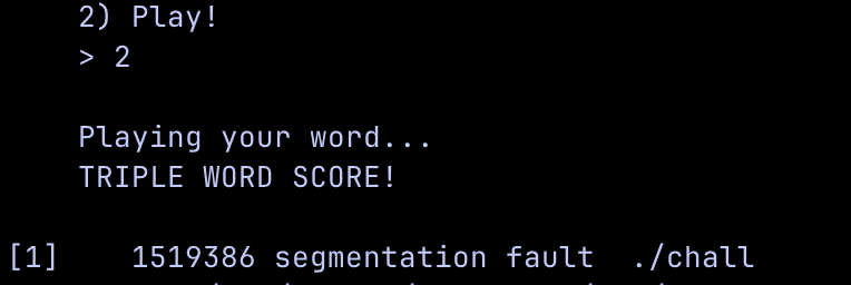 Playing our tiles Image showing us selecting the playing option