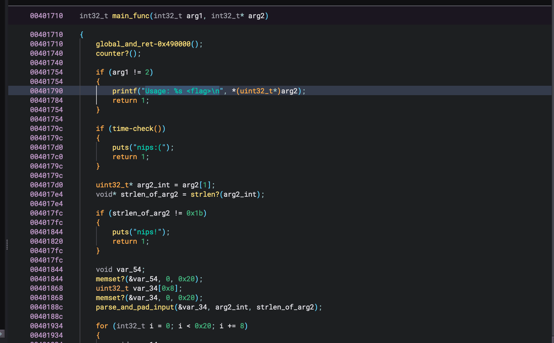 Main Function Image showing the identified main function